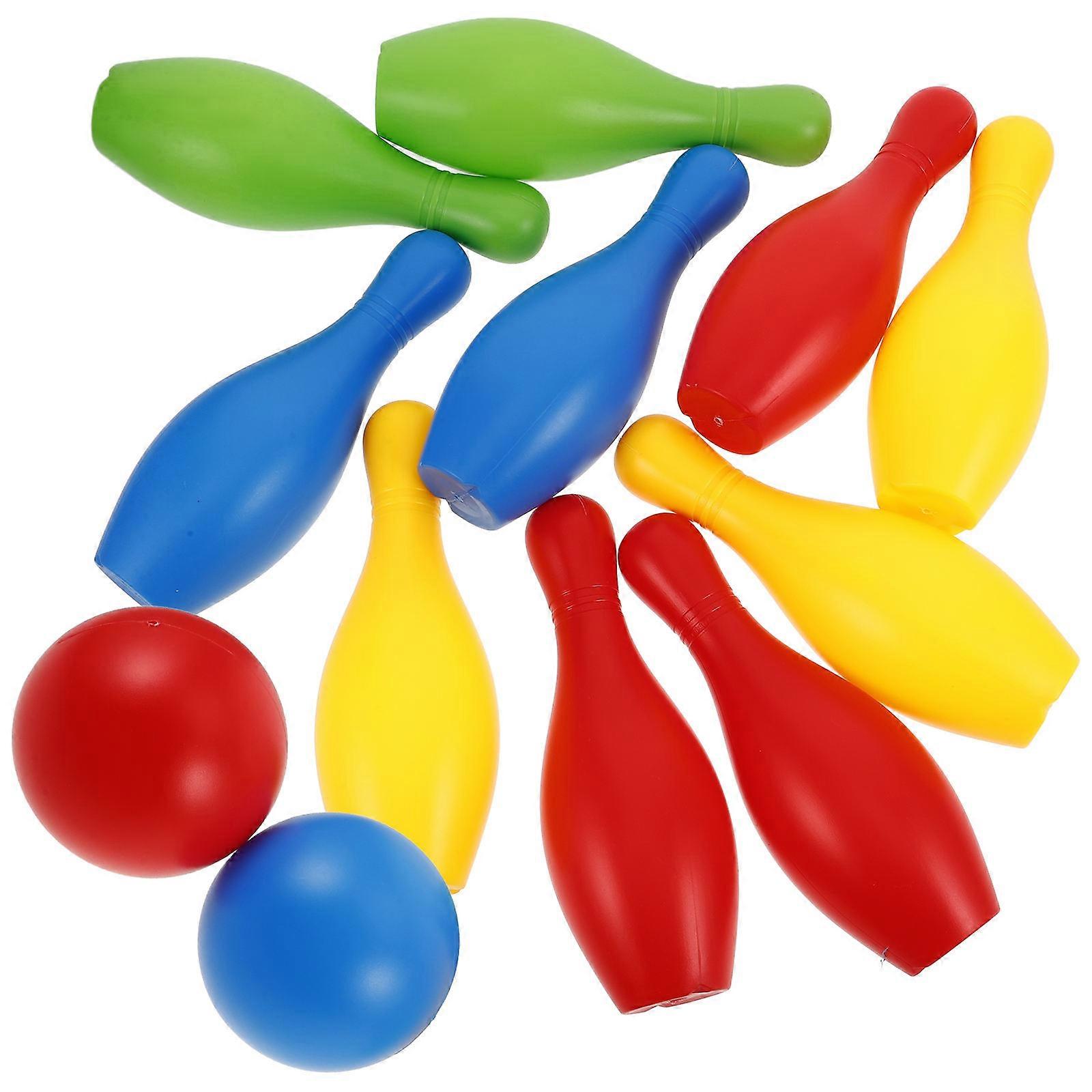Toddler Bowling Set with Plastic Pins and Ball for Indoor Fun and Kids Party Games Safe PE Material Assorted Color
