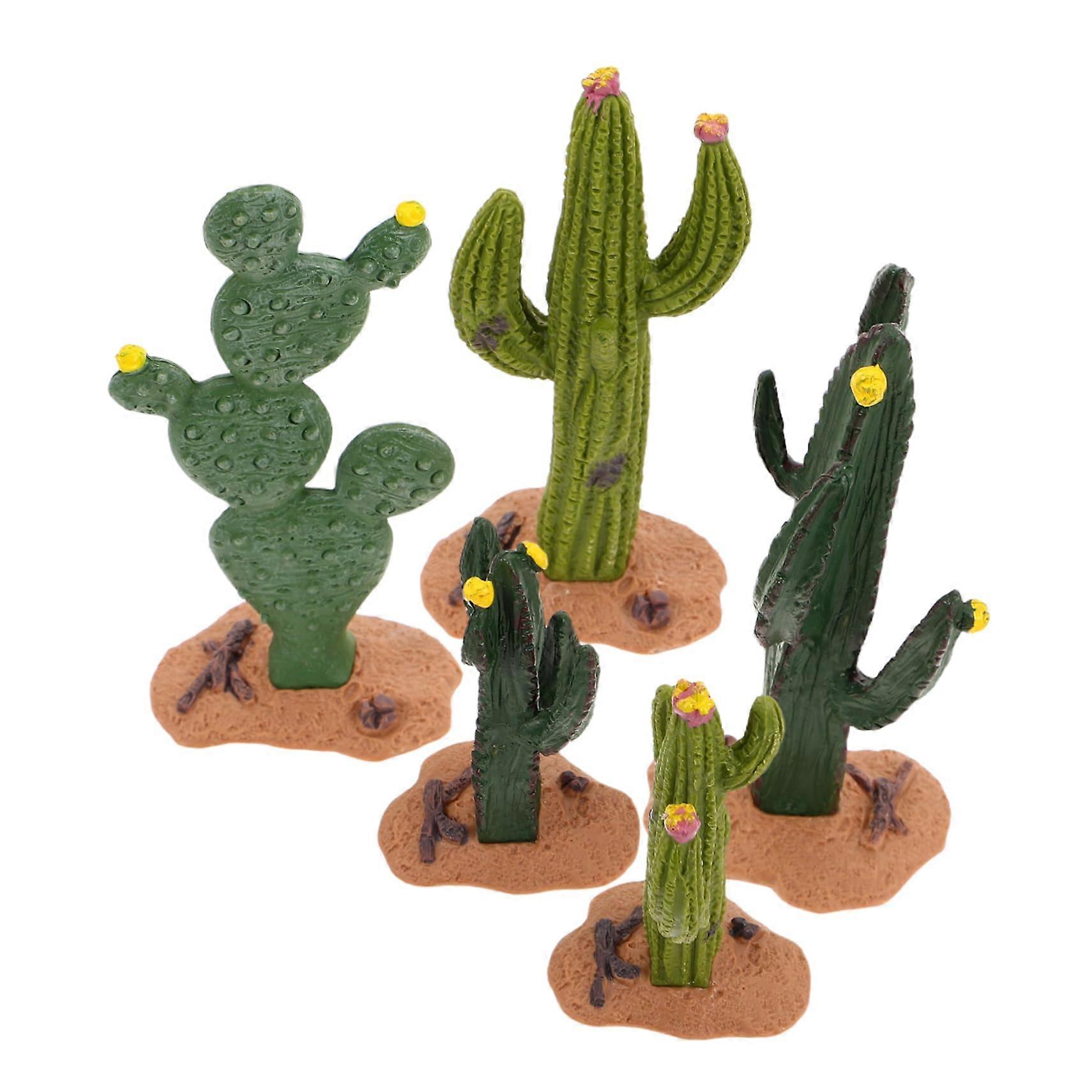 Realistic Artificial Succulent Cactus Miniature Plants 5-Pack Carefree Decorative Office Bonsai Table Decor