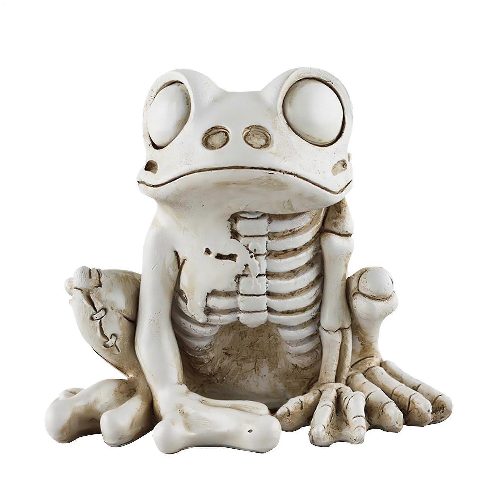 Frog Skeleton Realistic Resin Decoration - Miniature Frog Skeleton Figurine, Tiny Skull Statue For Halloween Decor