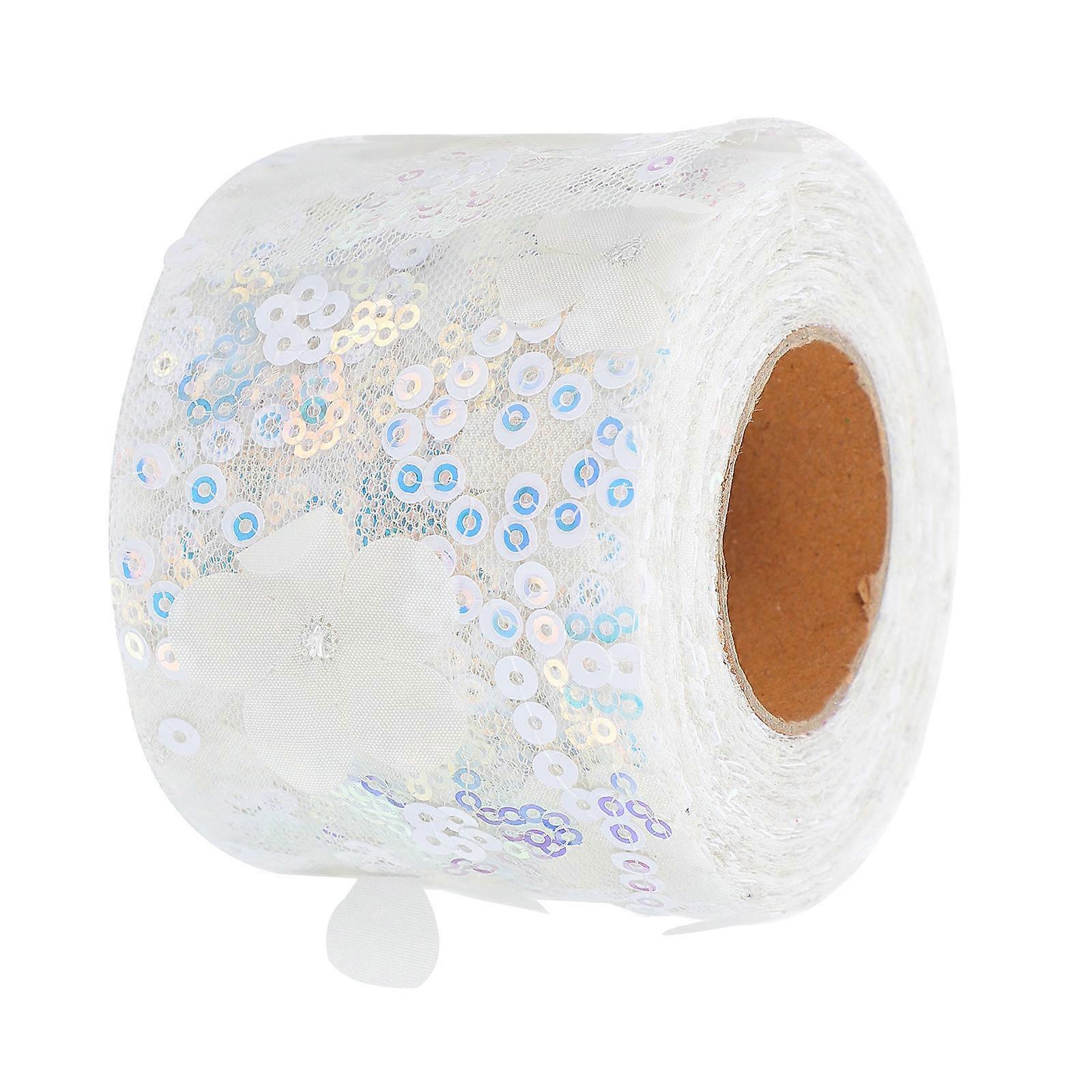 Floral Embroidery Ribbon 1 Roll For DIY Projects In White Polyester Material With Gift Function 1Roll