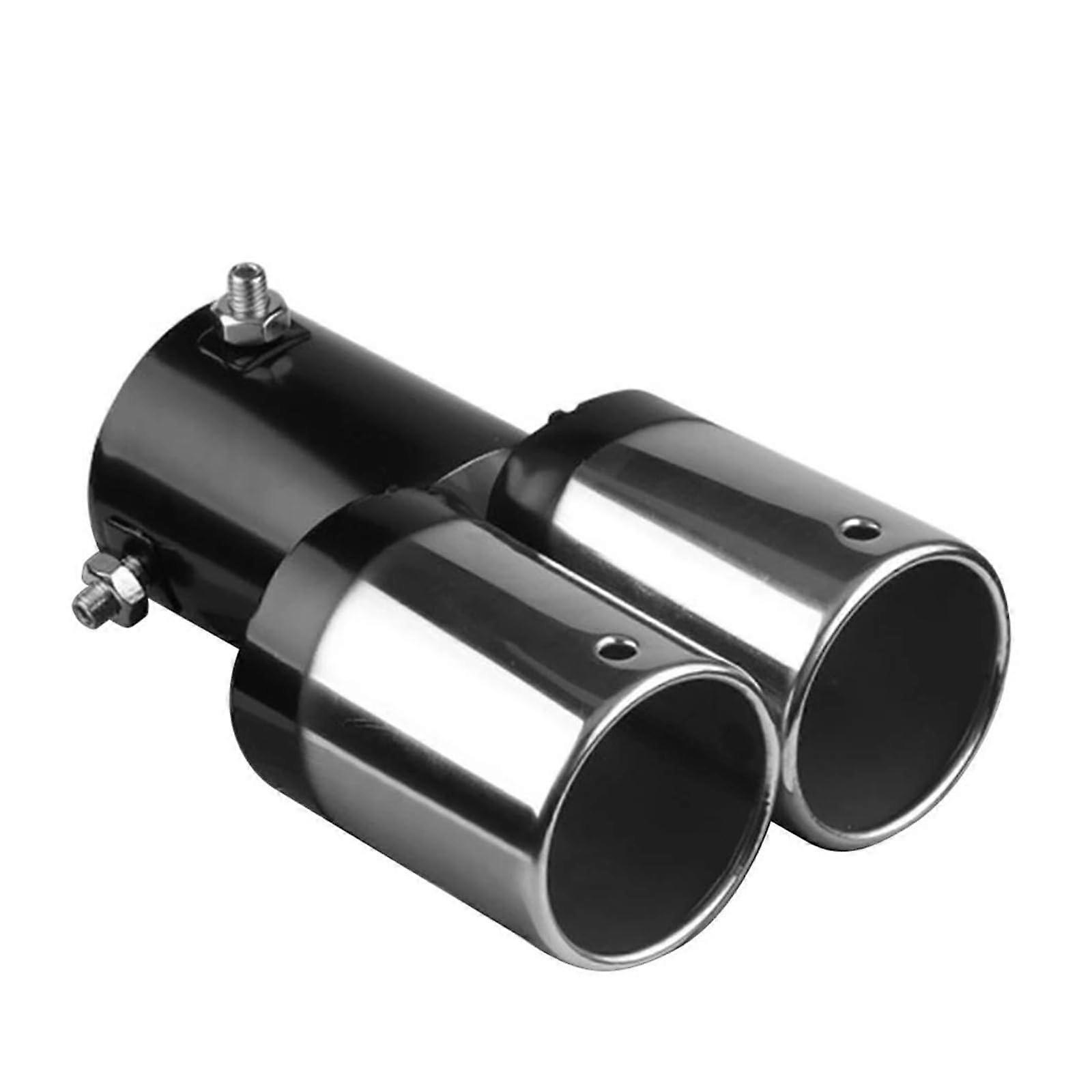 Auto Exhaust Pipe Dual Outlet Car Muffler Tip Stainless Steel Slanted Rolled Edge Universal Modified Automobile Tail Exhaust Tip (Size: C)