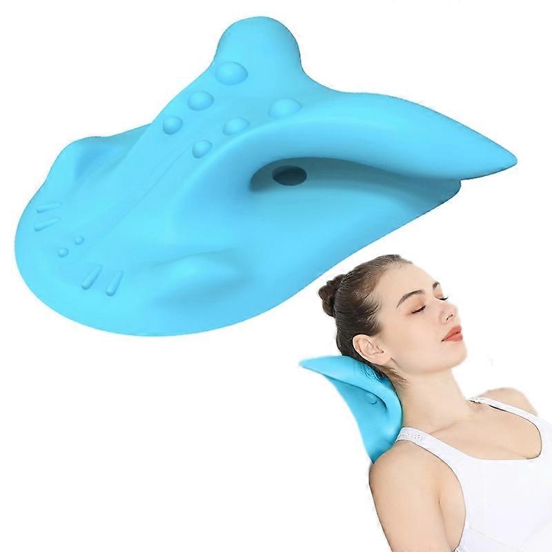 Neck Cervical Correction Pillow 877 Cow Horns Blue