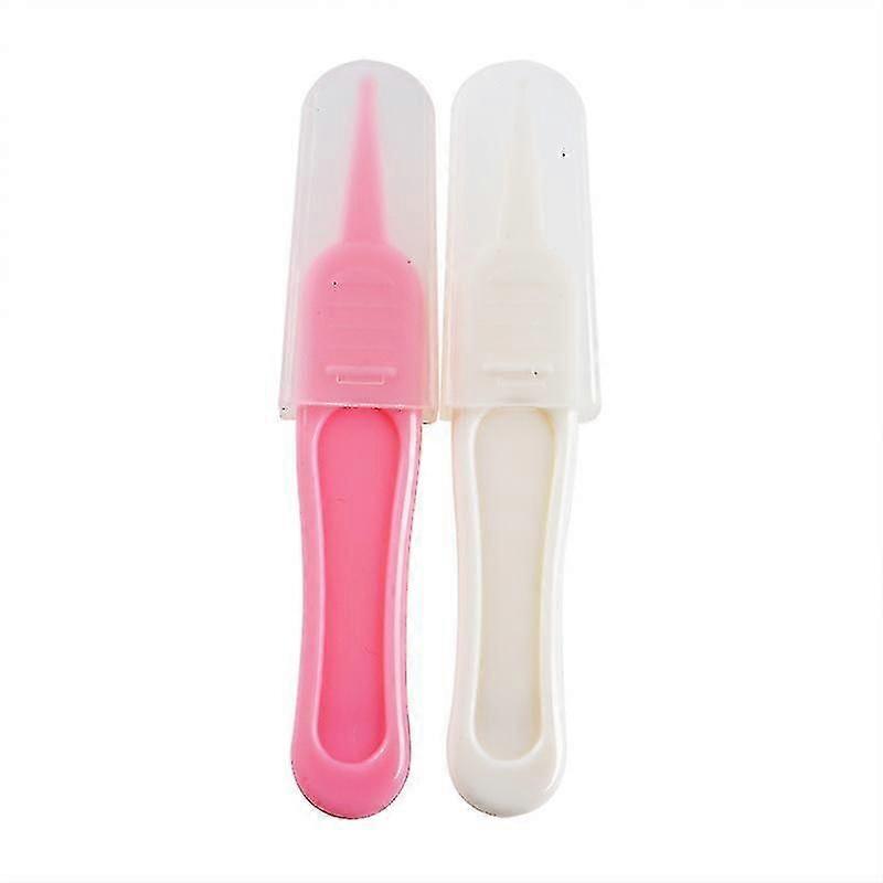Baby Nose Tweezers, Safety Round-head Nose Clean Clip, Newborn Babies' Ears Nose Clean Tool(white,pink,2pcs