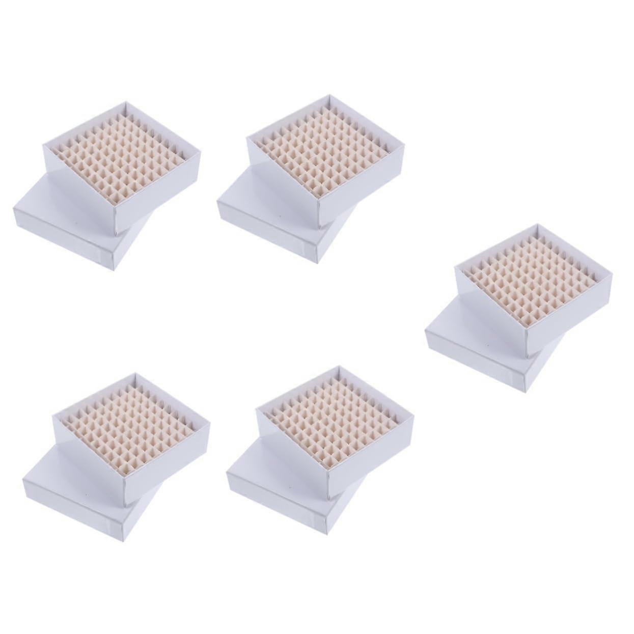 Microcentrifuge Tube Cryogenic Storage Box Holder 13.10X13.10X5.00 Cm White 5-Pack For Freezer Lab Samples