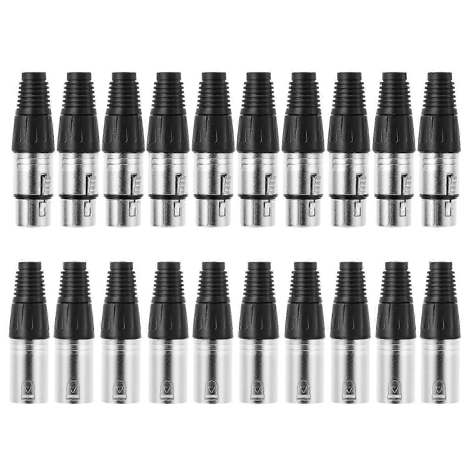 Stecker XLR-Anschluss 3-poliges Mikrofonzubehör Gebogenes Gehäuse Gummi 20 Stück