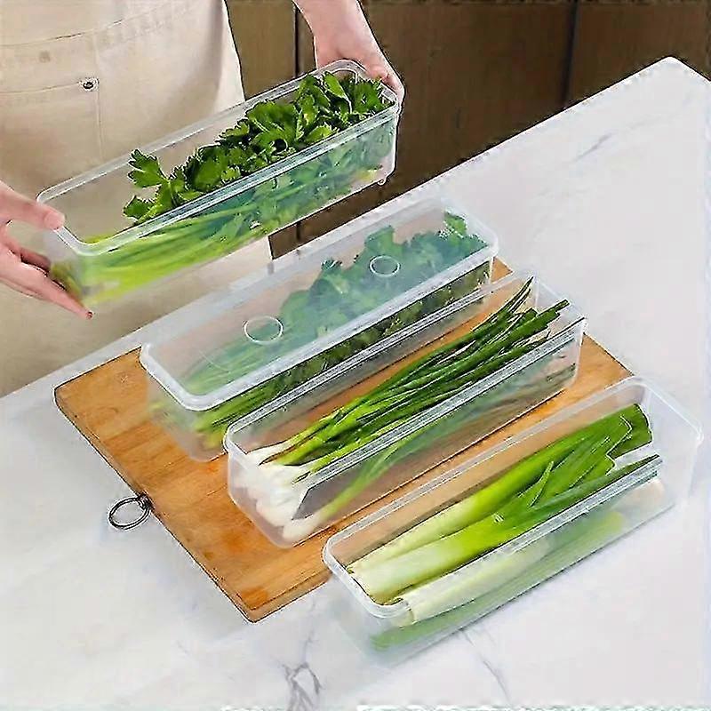 Kitchen Long Rectangular Food Storage Containers, Plastic Reusable Refrigerator Organizer Boxes