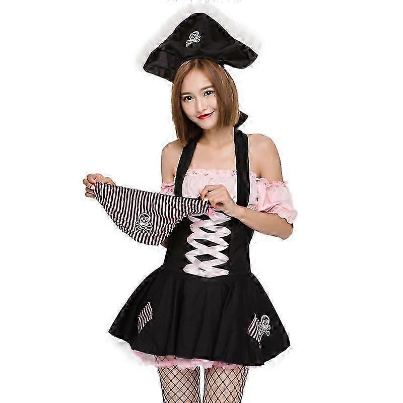 遊び心のあるピンクの魔女のコスチューム - スケルトン海賊のロールプレイのための楽しいハロウィーンの衣装