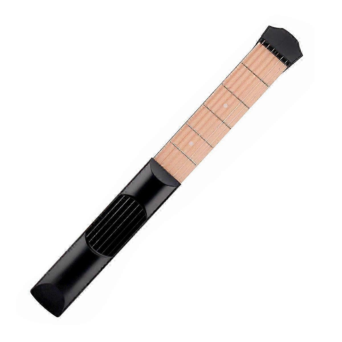 Portable 6-String Guitar Trainer with Wood Neck for Chord Practice, 6-Fret Pocket Practice Tool for Beginners