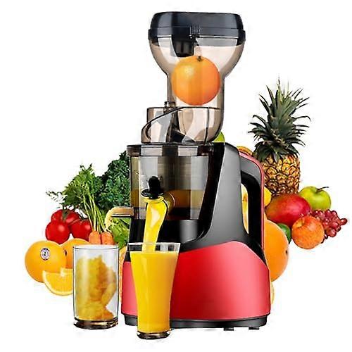 Cold Press Juicer, Slow Masticating Juicer Machine with 200W Large Feed Chute for Whole Fruits and Vegetables, Easy to Clean Red