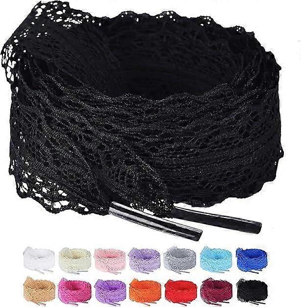New DIY lace shoelaces 2 pairs of flat shoelaces, 3 cm wide, women's fancy ribbon shoelace