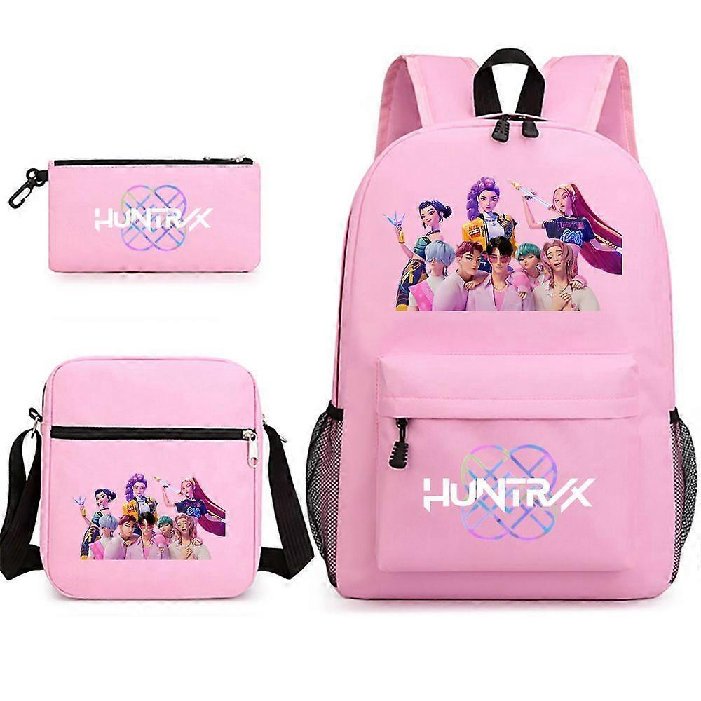 Backpack K-Pop Demon Hunters Anime Elementary School Bag Handbag Pencil Bag Three-piece Set