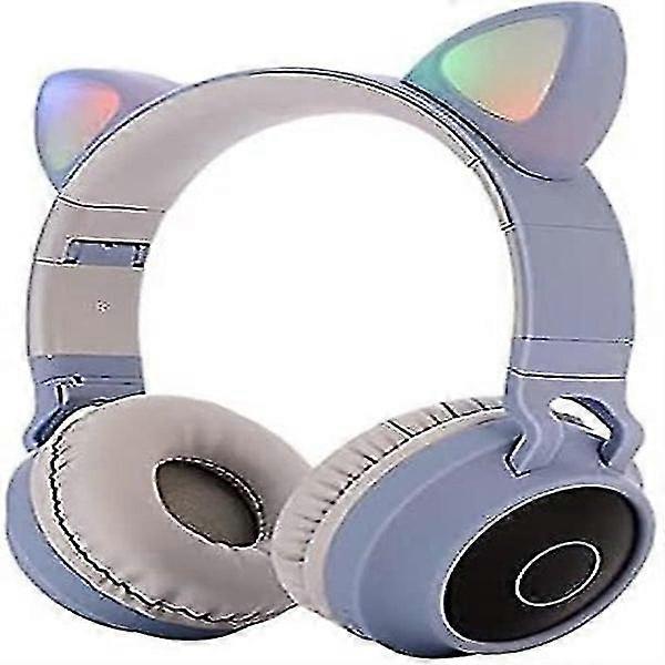 Cat Ear LED Light Up Wireless Foldable Bluetooth Over-Ear Headphones