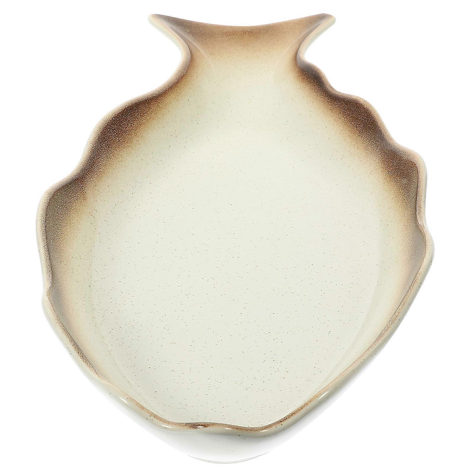 Ceramic Tableware Fish-Shaped Food Plate White Porcelain for Parties Steaming Fish 1Pcs