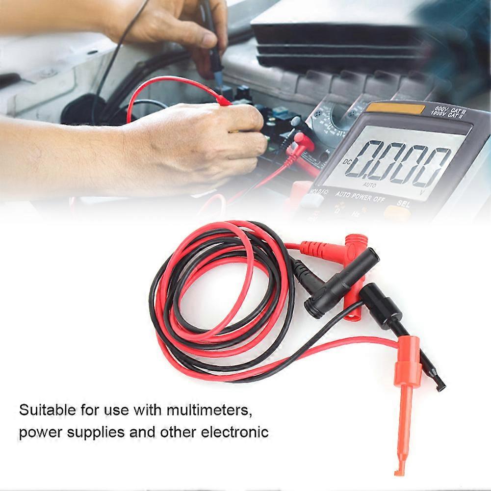1 Pair Banana Plug Test Hook Clip Lead Cable 1M Red+Black