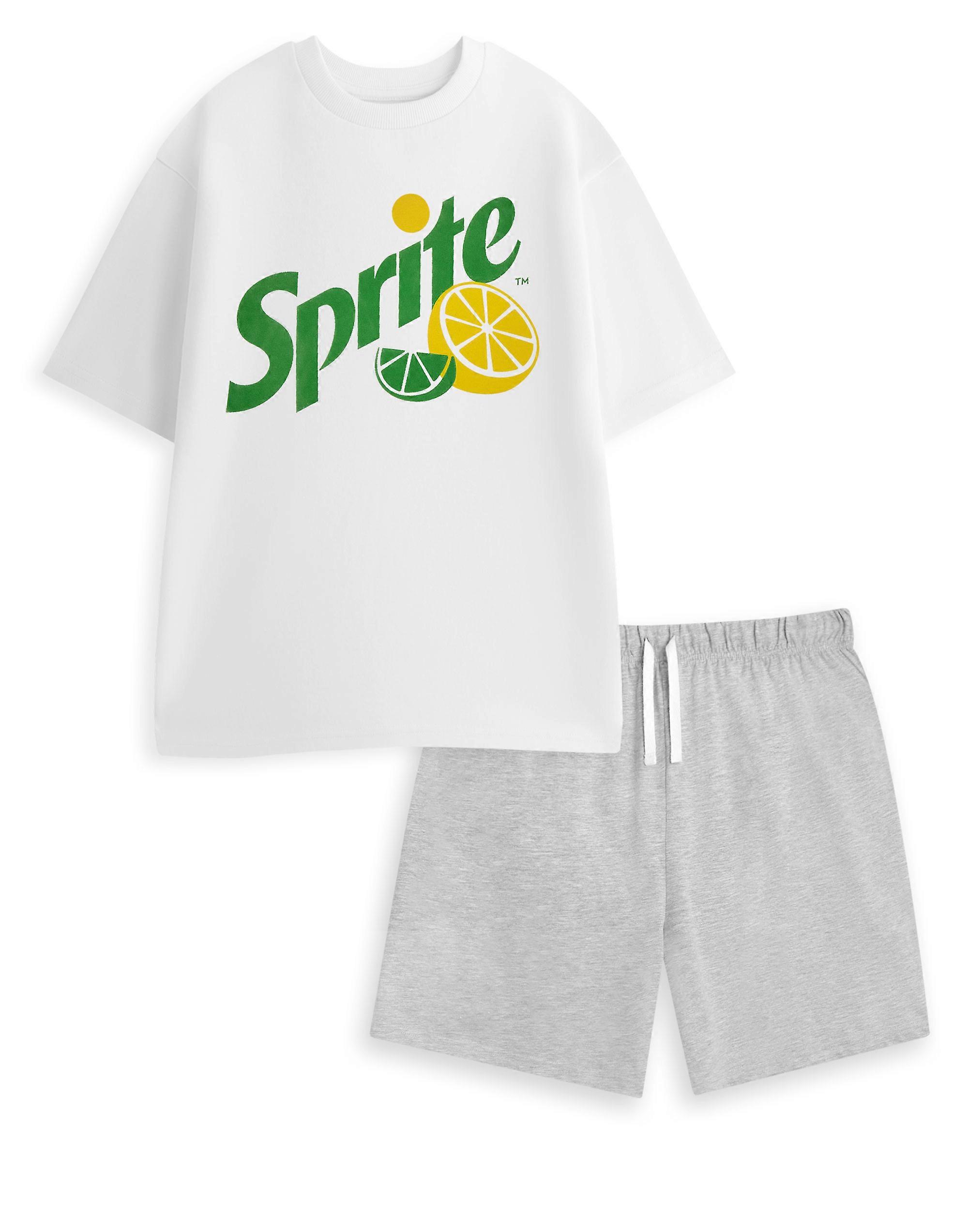 Coca Cola x Sprite Mens Short Sleeve Short Leg Pyjama Set White Logo