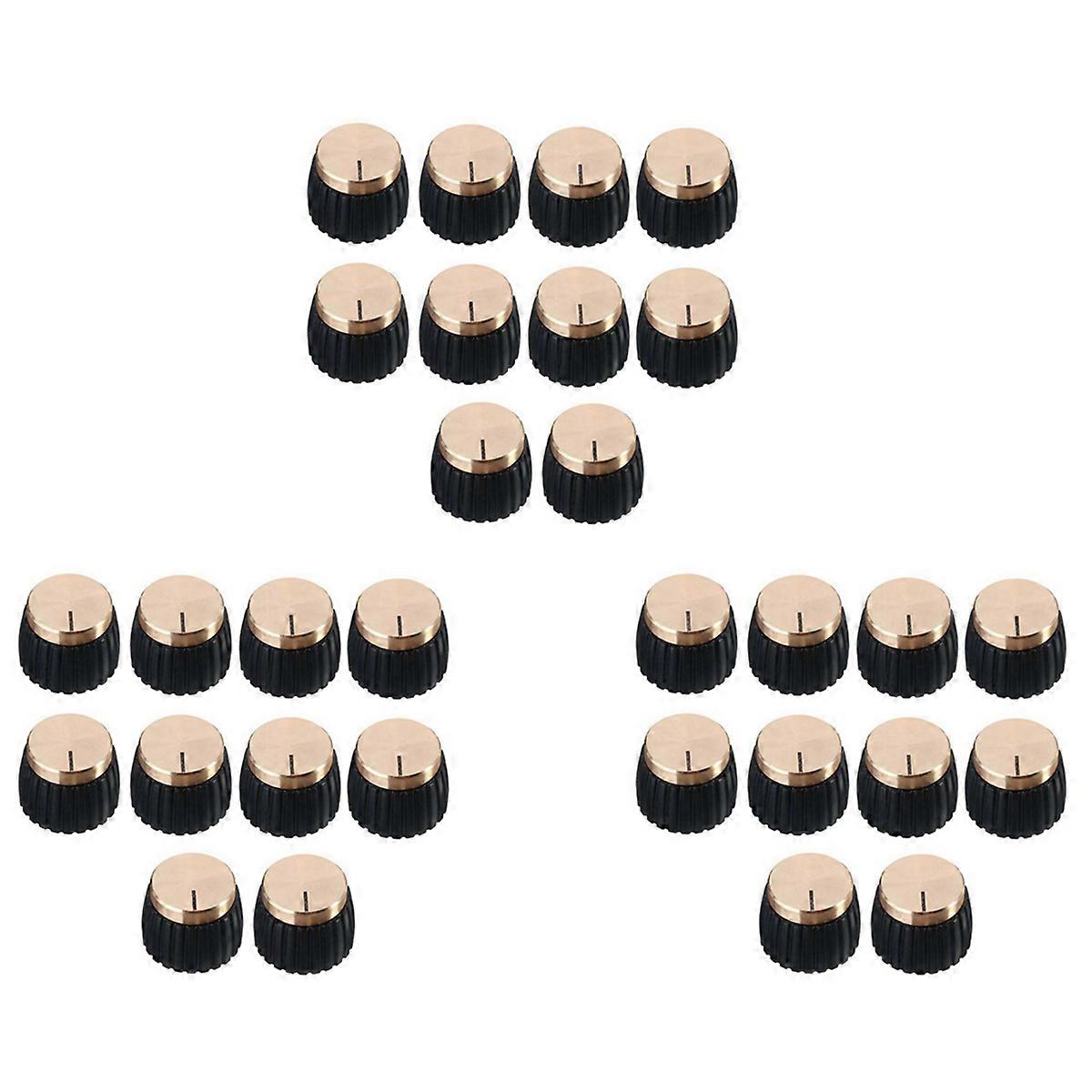 30Pcs Guitar AMP Amplifier Knobs Push-on Black+Gold Cap for Amplifier