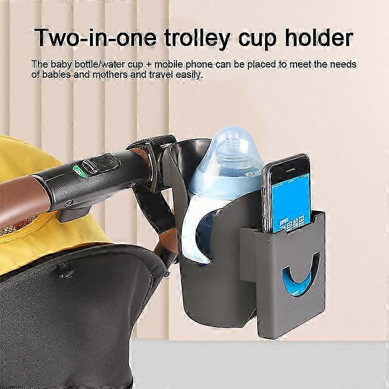 Stroller Cup Holder with Phone Stand Multifunctional Universal 2-in-1 Bottle Holder or Stroller Wheelchair Walker New