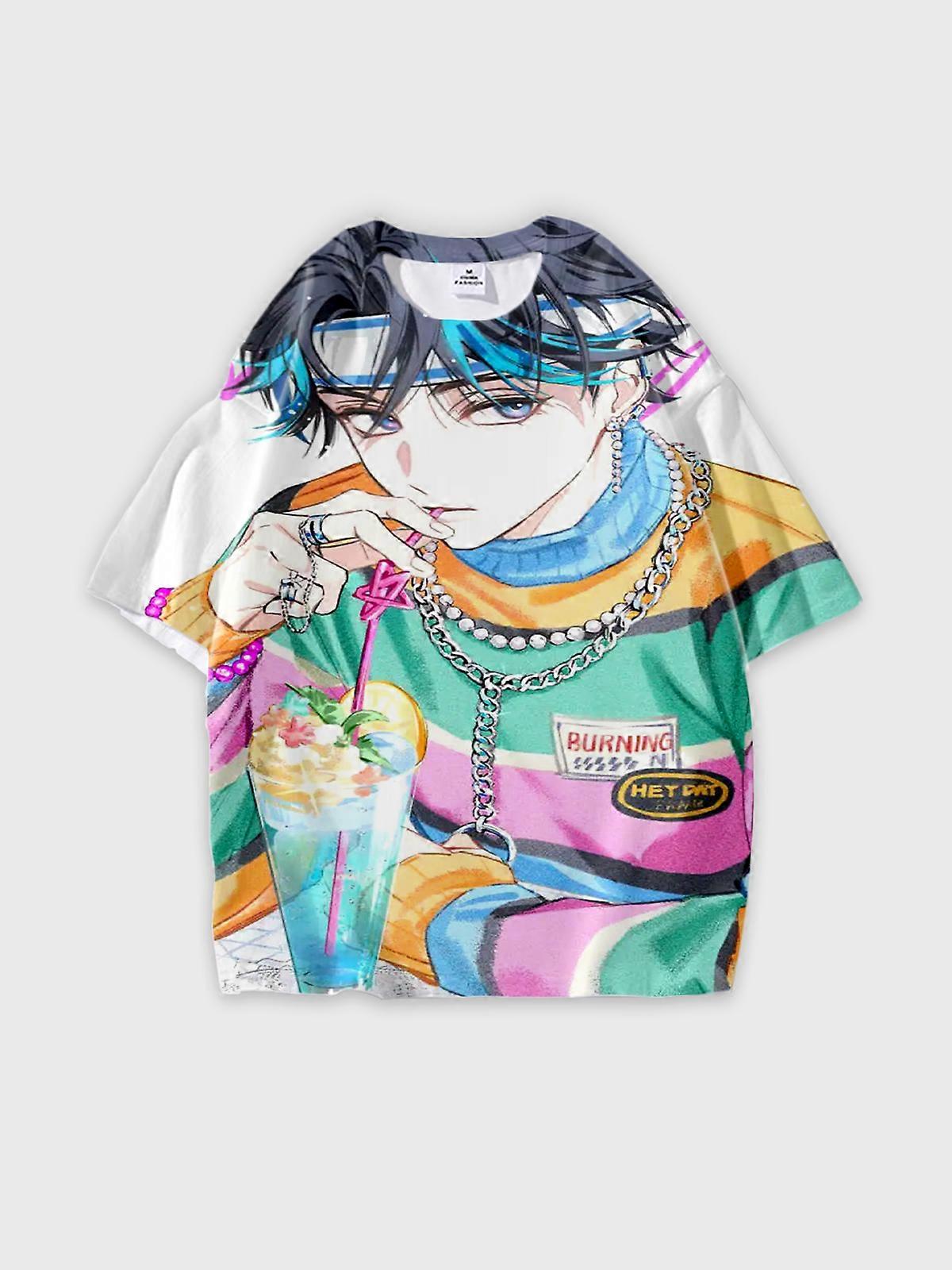 T-Shirt Round Neck, Loose Short Sleeve Paradox Live THE ANIMATION Graphic Tee, Unisex Summer Casual Top V1036