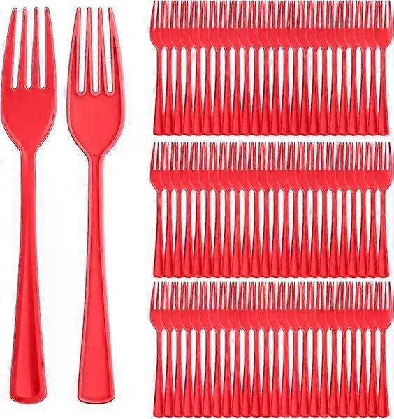 Disposable plastic forks, 100 pieces, suitable for various parties