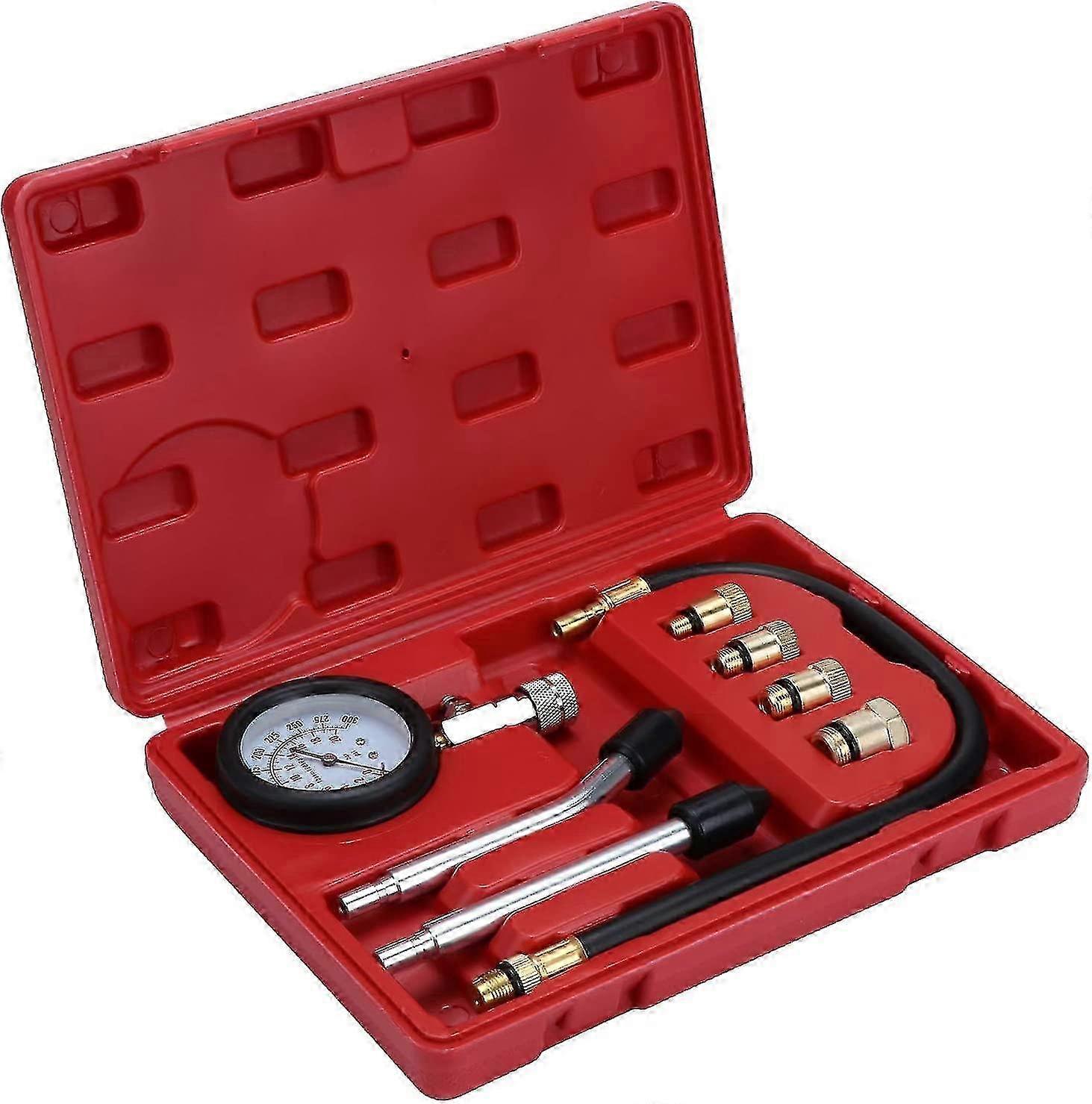Engine Compression Tester, Car Compression Tester Kit, Gasoline Engine Pressure Gauge Diagnostic Tool (with Plastic Case)