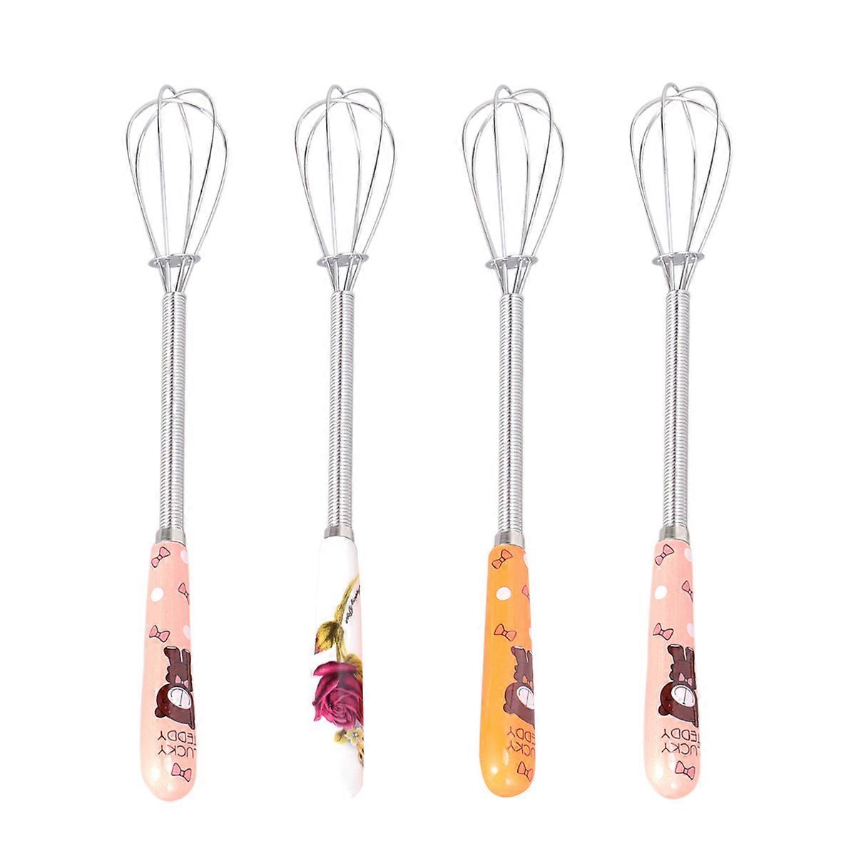 Assorted Color Egg Whisk Mixer Manual Tool 4Pcs Cartoon Coil Beating for Baking