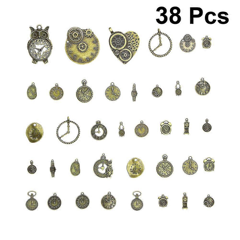 Clock Pendant Bronze Watch Pendant for DIY Use 38Pcs Bracelet Accessory Set