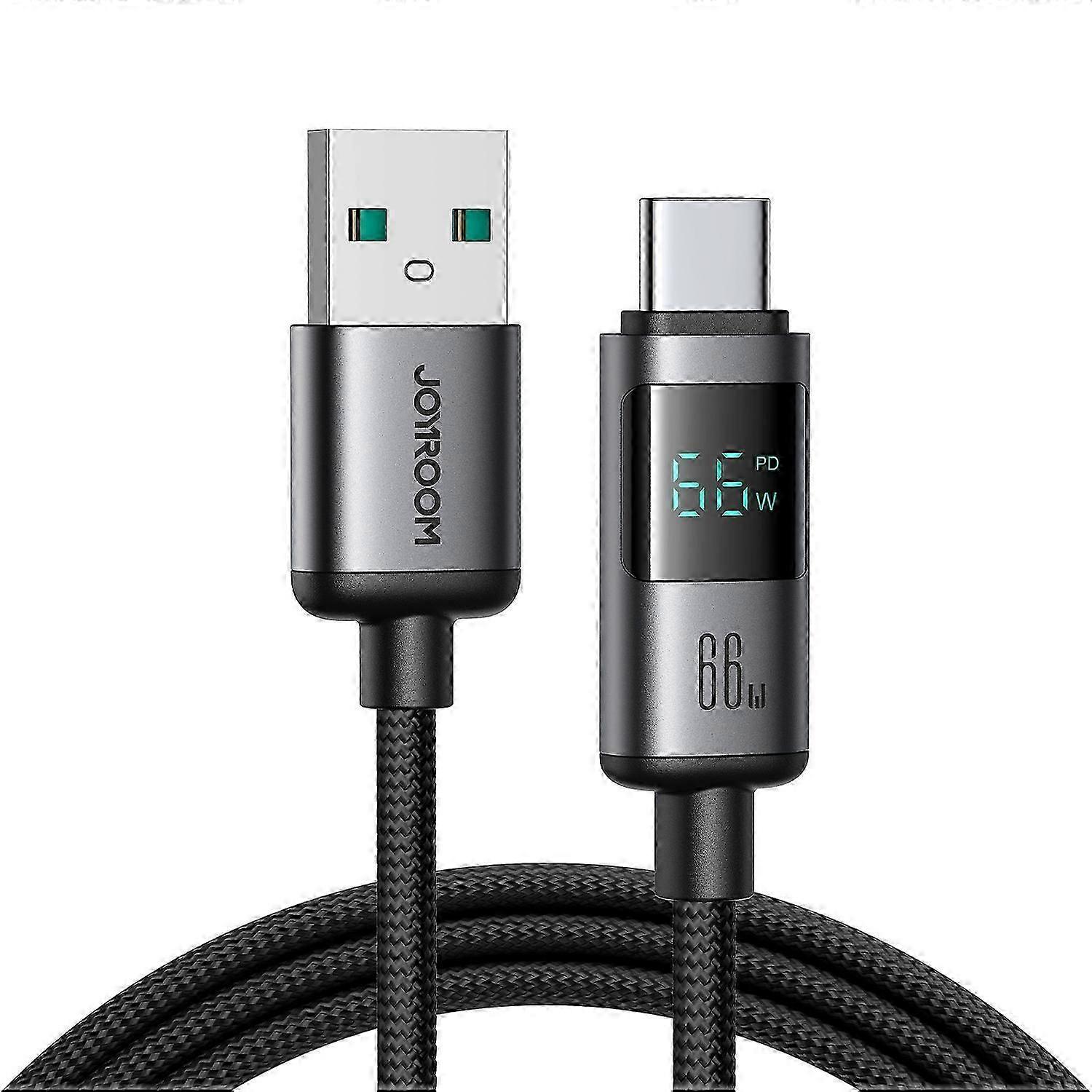JOYROOM S-A16 Pro 1.2m USB-A to Type-C Data Cable 66W Fast Charging Cable with Digital Display