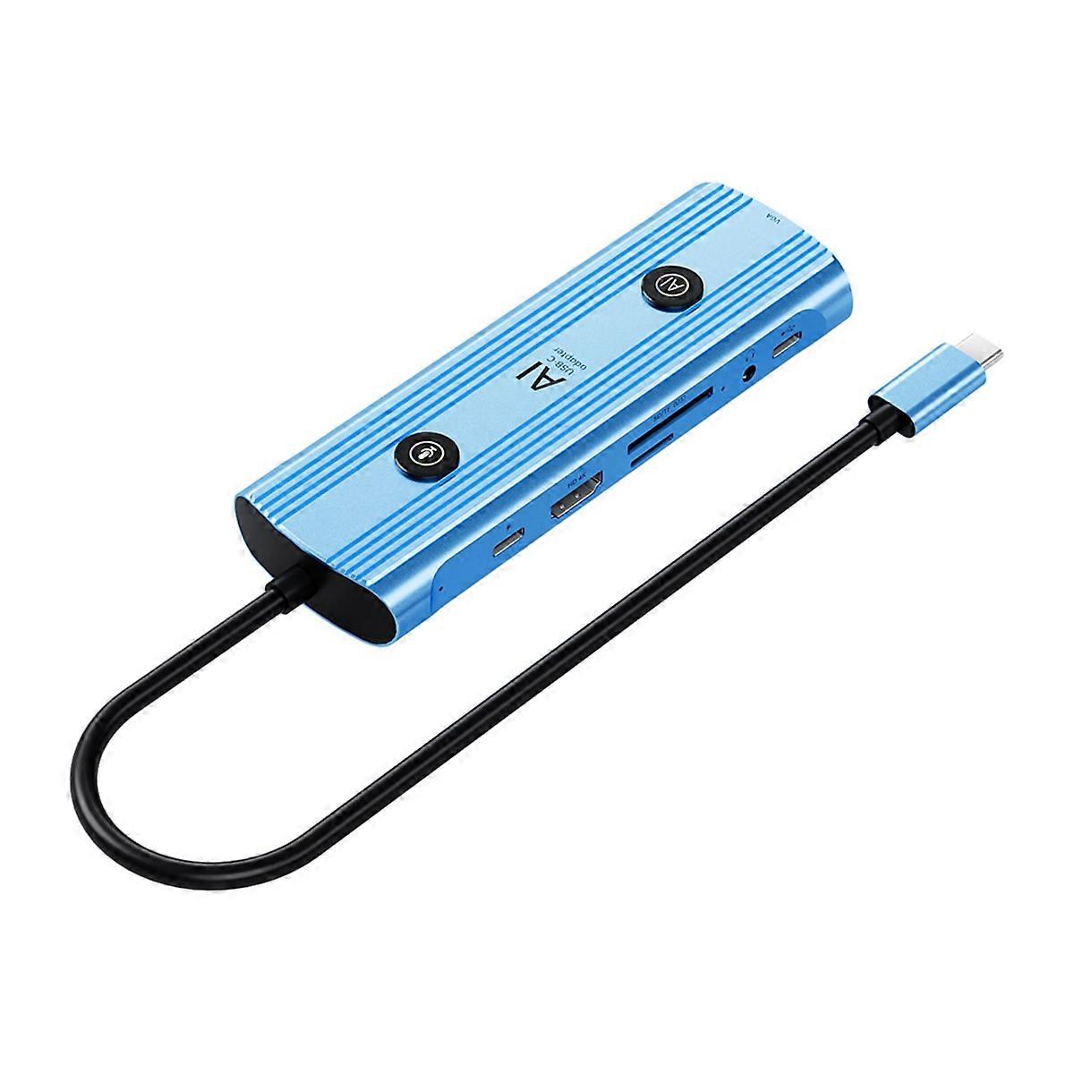 Ai USB-C Adapter Smart Type-C Docking Station,13-in-1 Hub AI Voice Docking Station VGA USB RJ45 SD/TF 3.5mm PD3.0