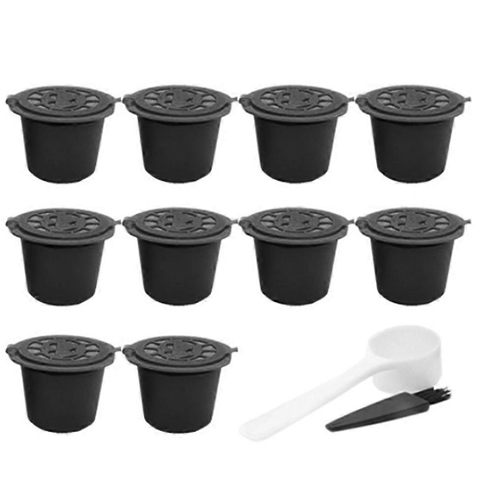 10 Pcs Reusable Refillable Coffee Capsule Filters for Nespresso with Spoon Brush Kitchen Accessorie