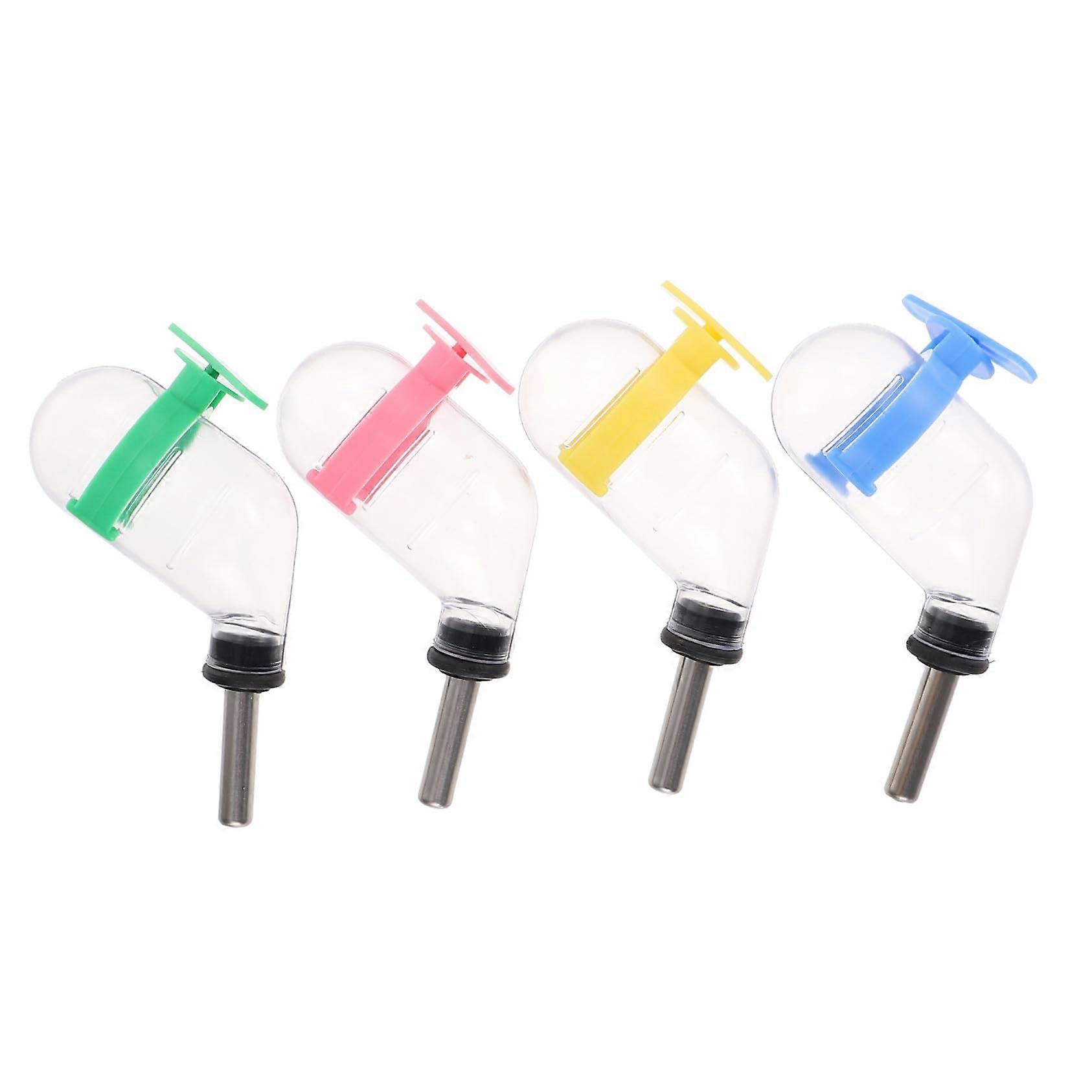 Water Dispenser 4Pcs Transparent Hanging Cage Water Bottles For Hamsters Guinea Pigs Travel Stable Leakproof