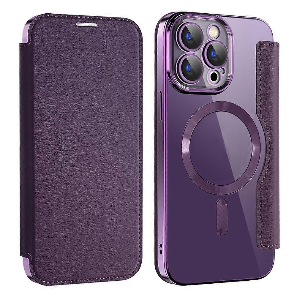 AMORUS Compatible For iPhone 13 Pro Max Case Compatible with MagSafe RFID Card Holder Leather Phone Cover