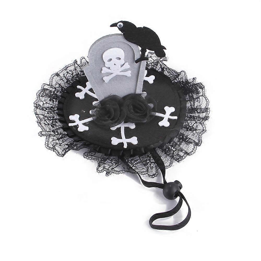 Funny Halloween Pet Headdress with Skull and Cross Design for Dogs and Cats