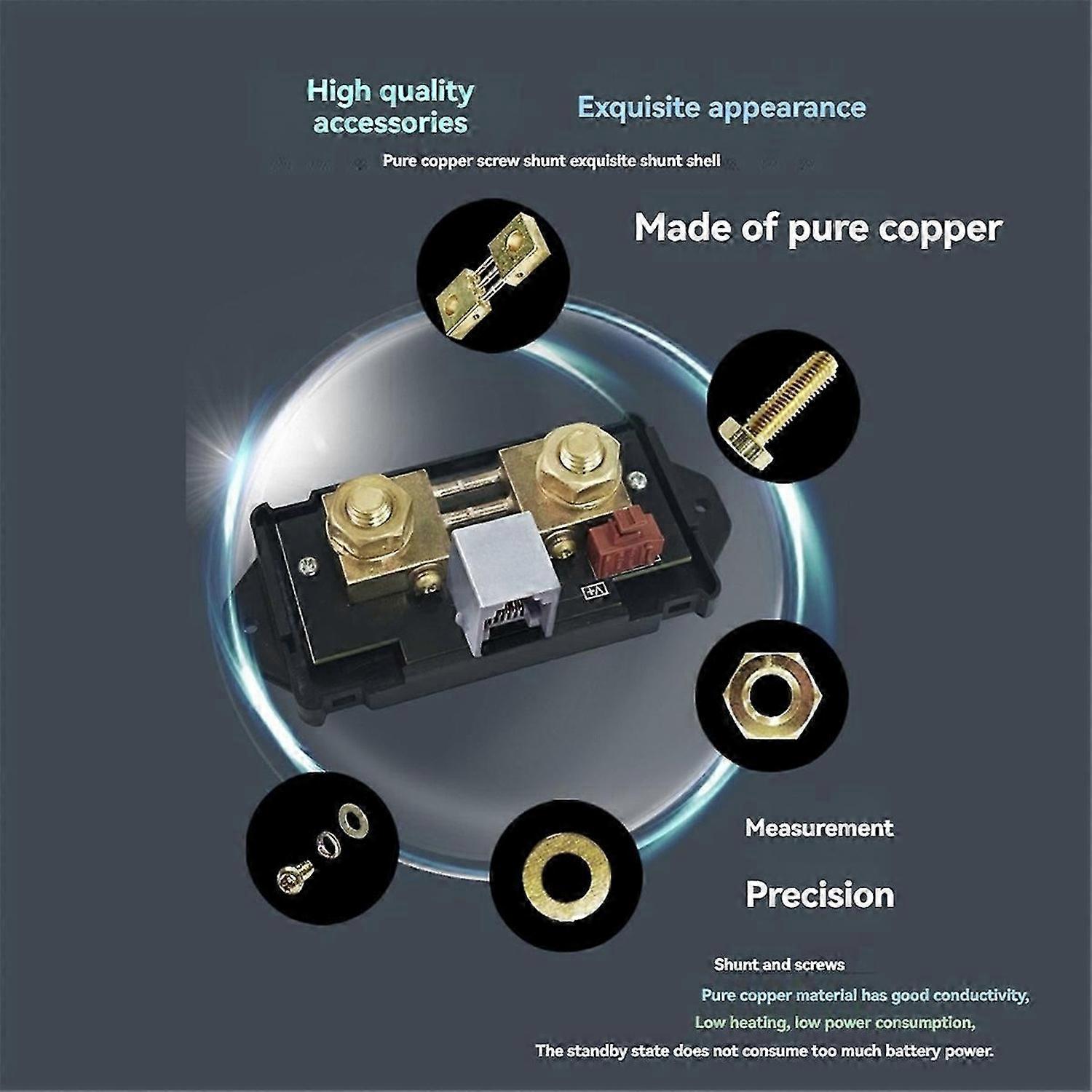 WiFi Coulomb Meter- Power Volt-Ammeter for Lithium & Lead Acid Batteries, RV Battery Capacity Indicator & Monitor KM160F