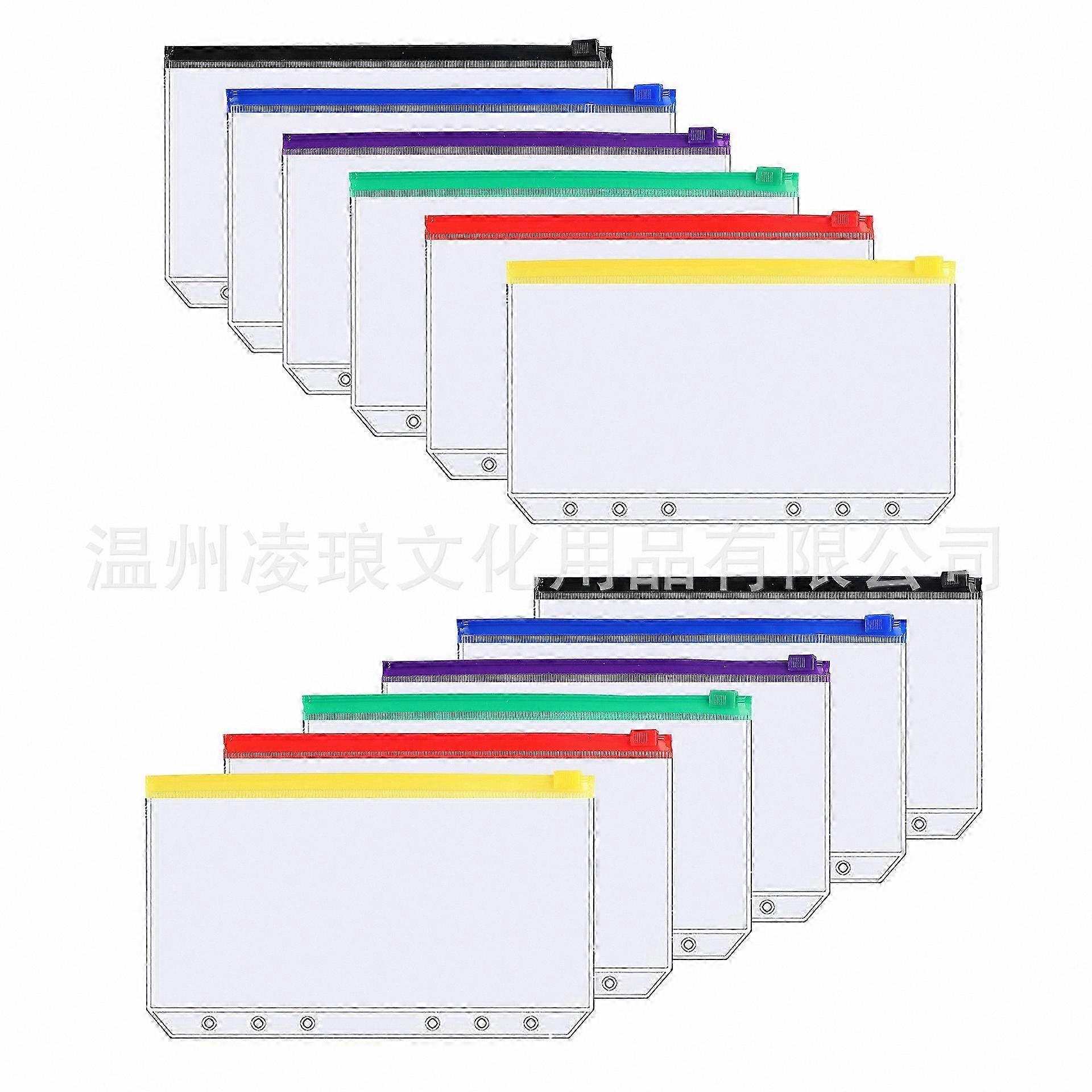 A6 Size 12-Pack Binder Zip Pouch with 6 Rings Removable Refillable Organizer Bag