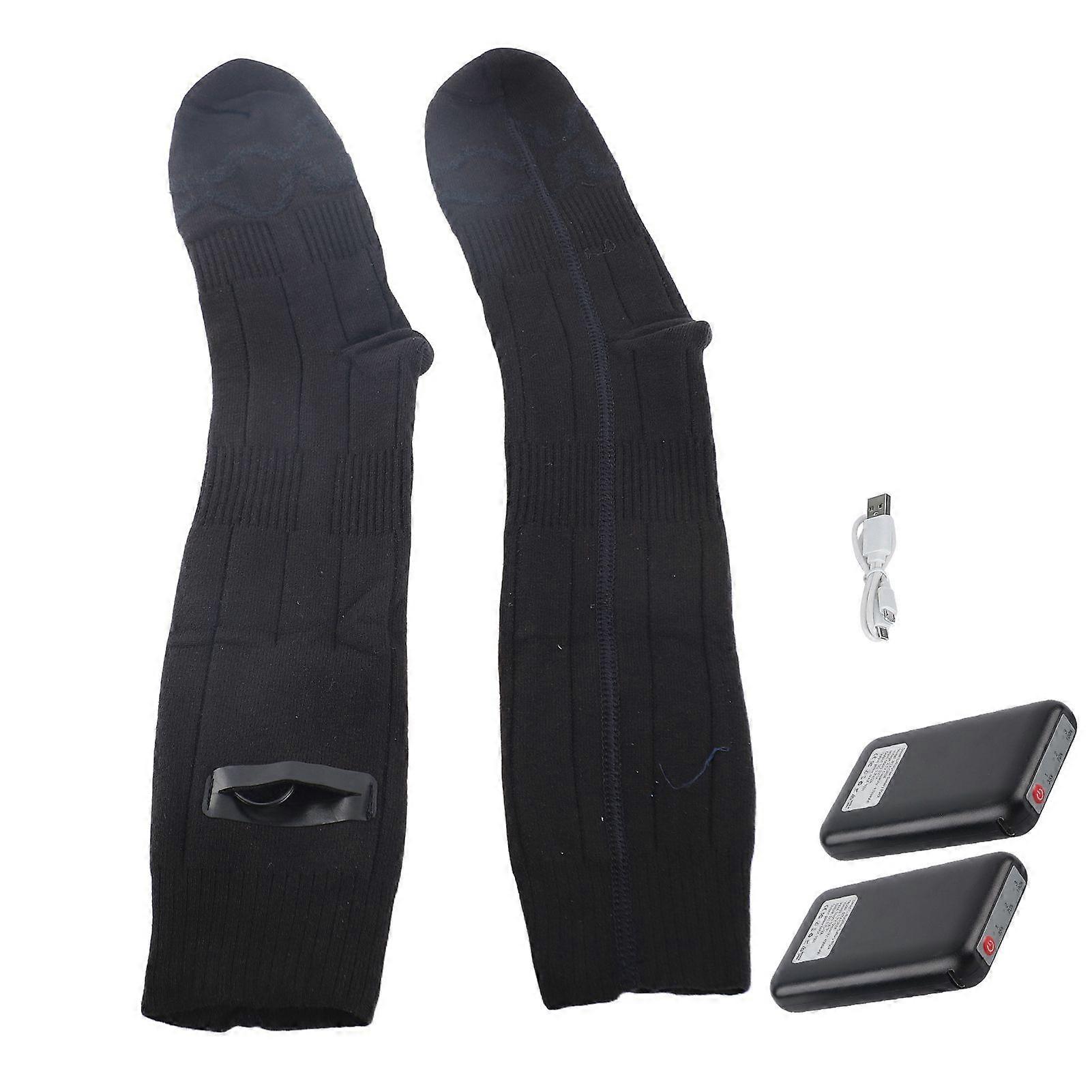 Washable Electric DoubleSided Heated Socks USB Charging with Temperature Control Black