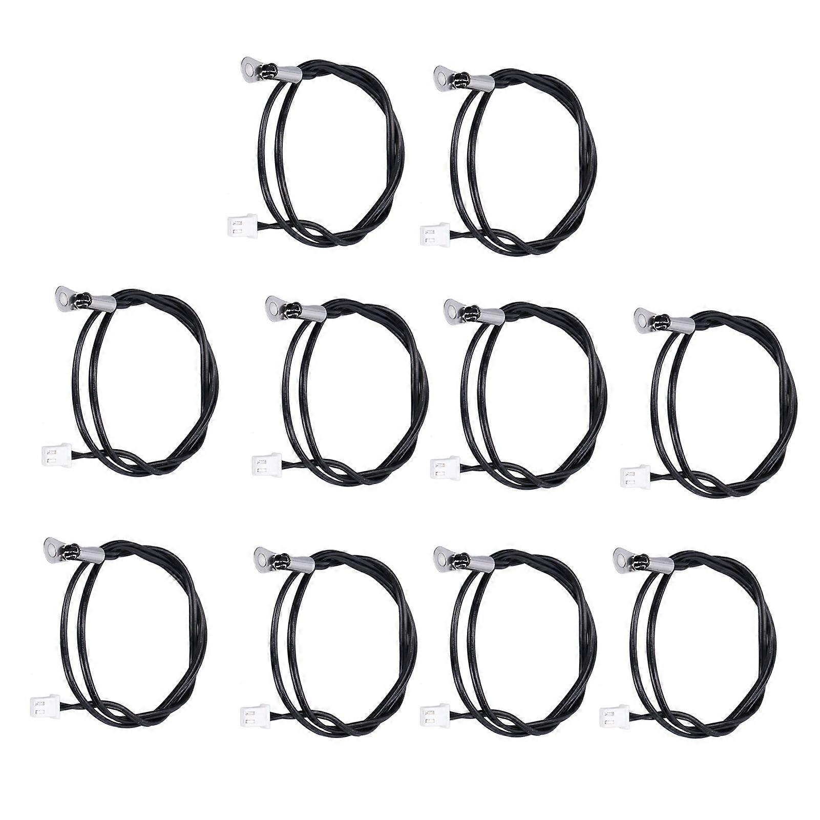 10Pcs NTC Thermistor Temperature Sensor Probe Round Lug Cold Pressed Terminal Connector 500mm10K B3435