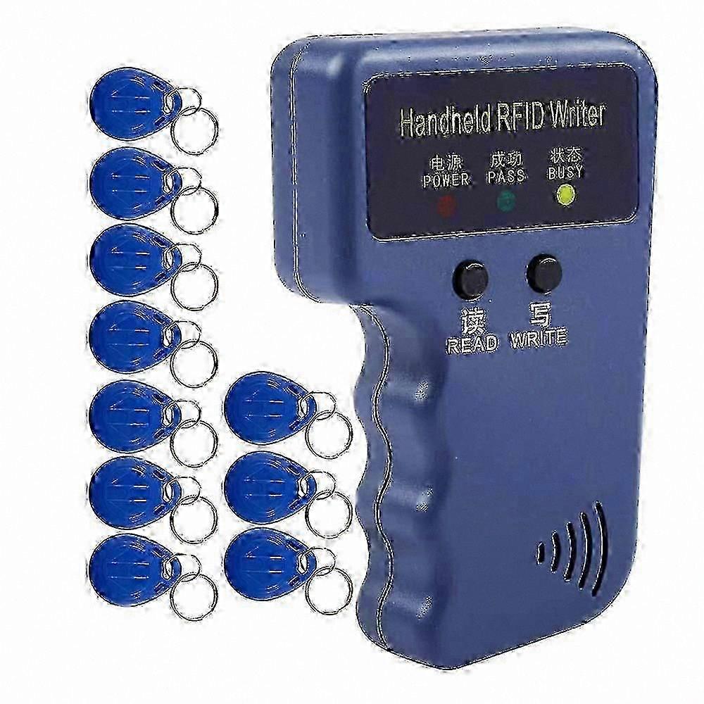 Portable RFID Card Reader Writer with 10 Rewritable Tags, 125KHz ID Card Duplicator Tool for Access Control Systems