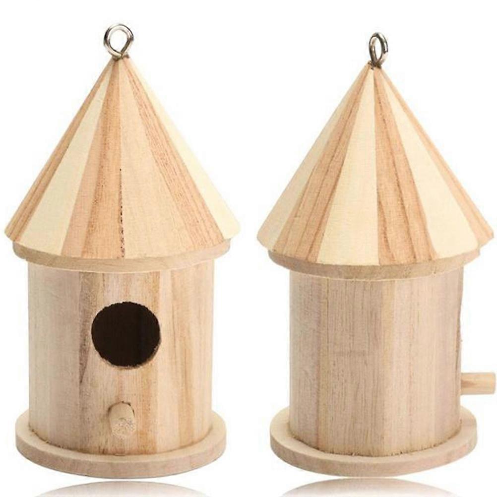 Wooden Bird House Bird Nest for Small Birds Parakeets 4Pcs Pack