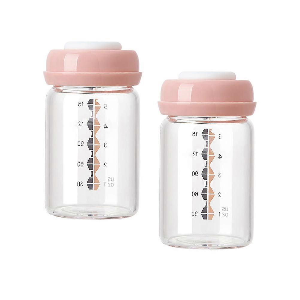Breastmilk Storage Bottles Glass Baby Milk Containers Daily Use Pink Material Milk Storage 2Pcs