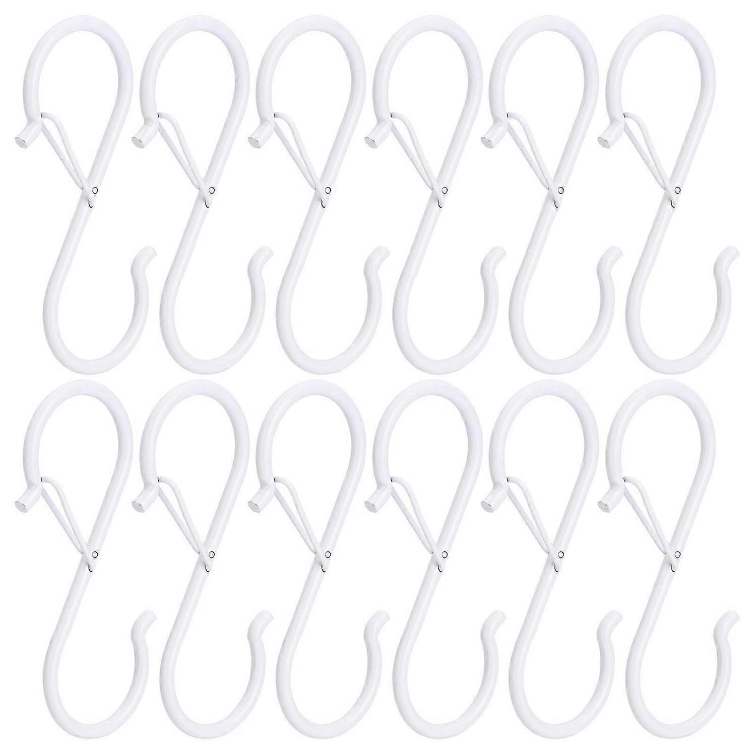 Set of 12 Practical S Shaped Hooks Metal Hooks for Hangings Sturdy Hangers with Safety Buckle Clothe