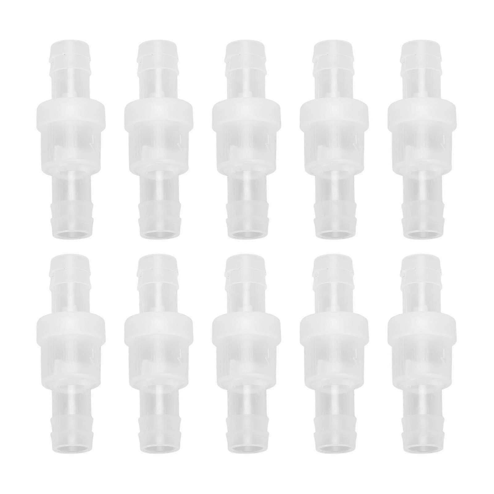 10 Pcs 1 Way Check Valve Translucent Water Stop Hose Check Valve with Spring for Chemical Industry 12mm/0.5in, Happy H