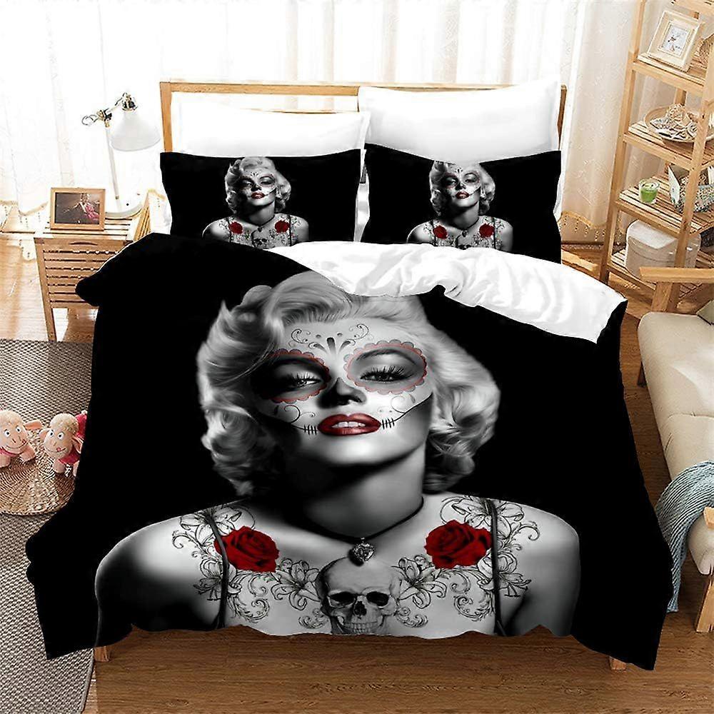 w178 Housse de couette Marilyn Monroe ? Actor Model Taie d’oreiller Literie Anti-acariens Doux 15 % Coton + 85 % Microfibre (Double)) m178