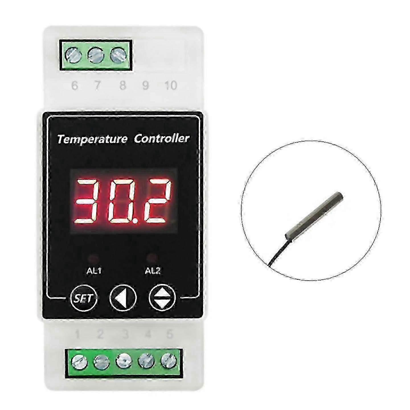 2025 DIN Rail Mounted LED Thermostat Controller with 2-Way Relay - UK Electrical Installation