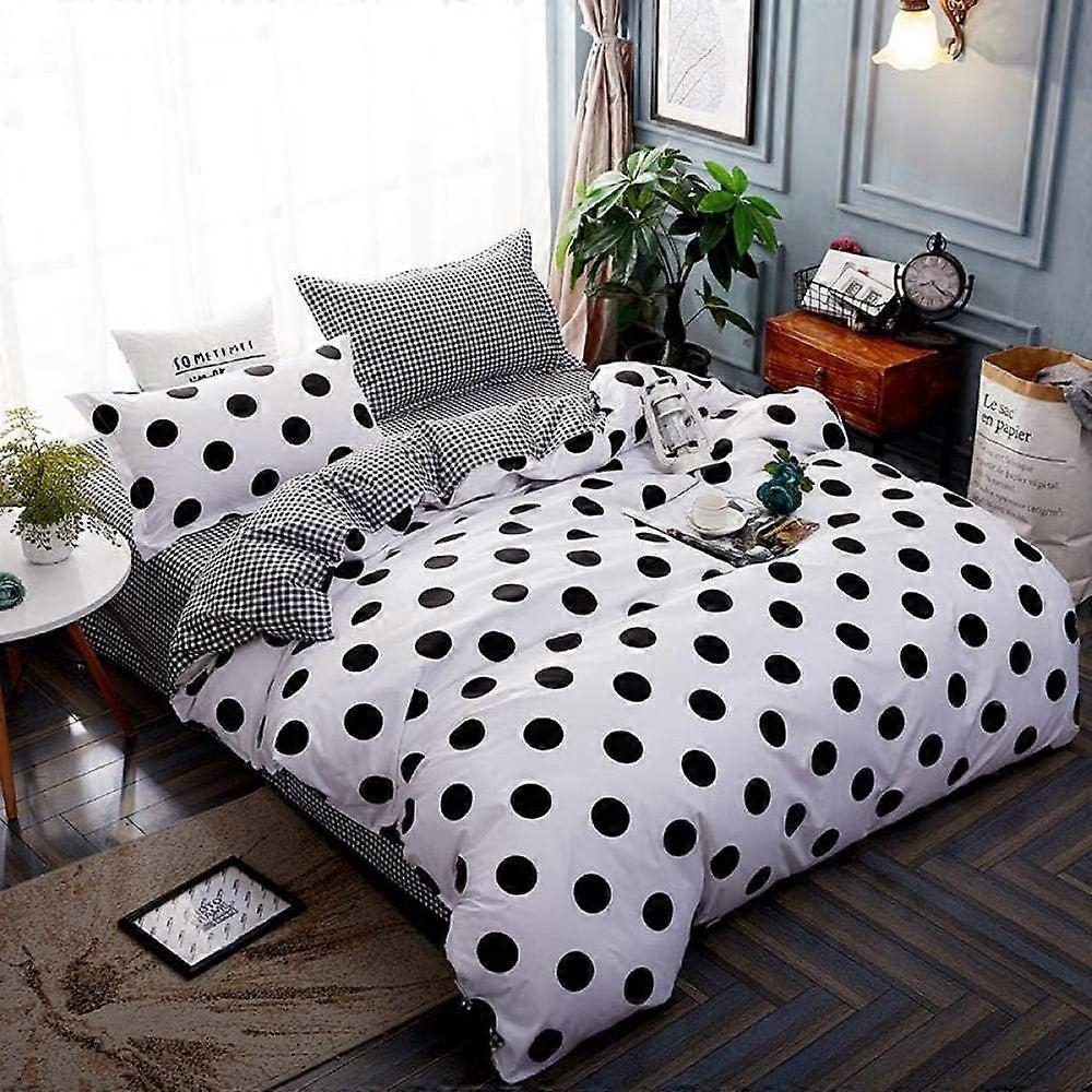 d168 Duvet Cover Set Double White Simple Black Circle 3D Pattern 3 Pieces Bedding Set Microfiber Comforter Cover With 2 Pillowcases, Zipper Closure,