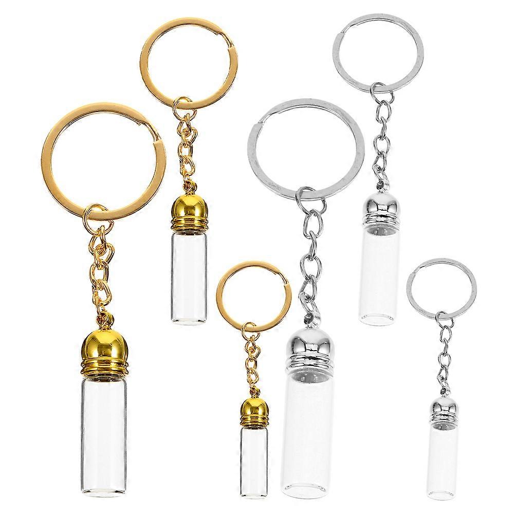 Glass Wishing Bottle Keychain for DIY Craft with Metal Lids 18Pcs