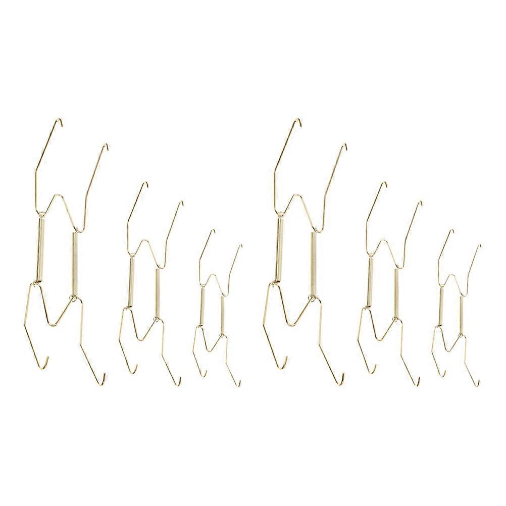 6Pcs Decorative Plate Wall Holder for Home Decor and Wall Mounting in Golden Copper Alloy and Abs with Wall Display Function