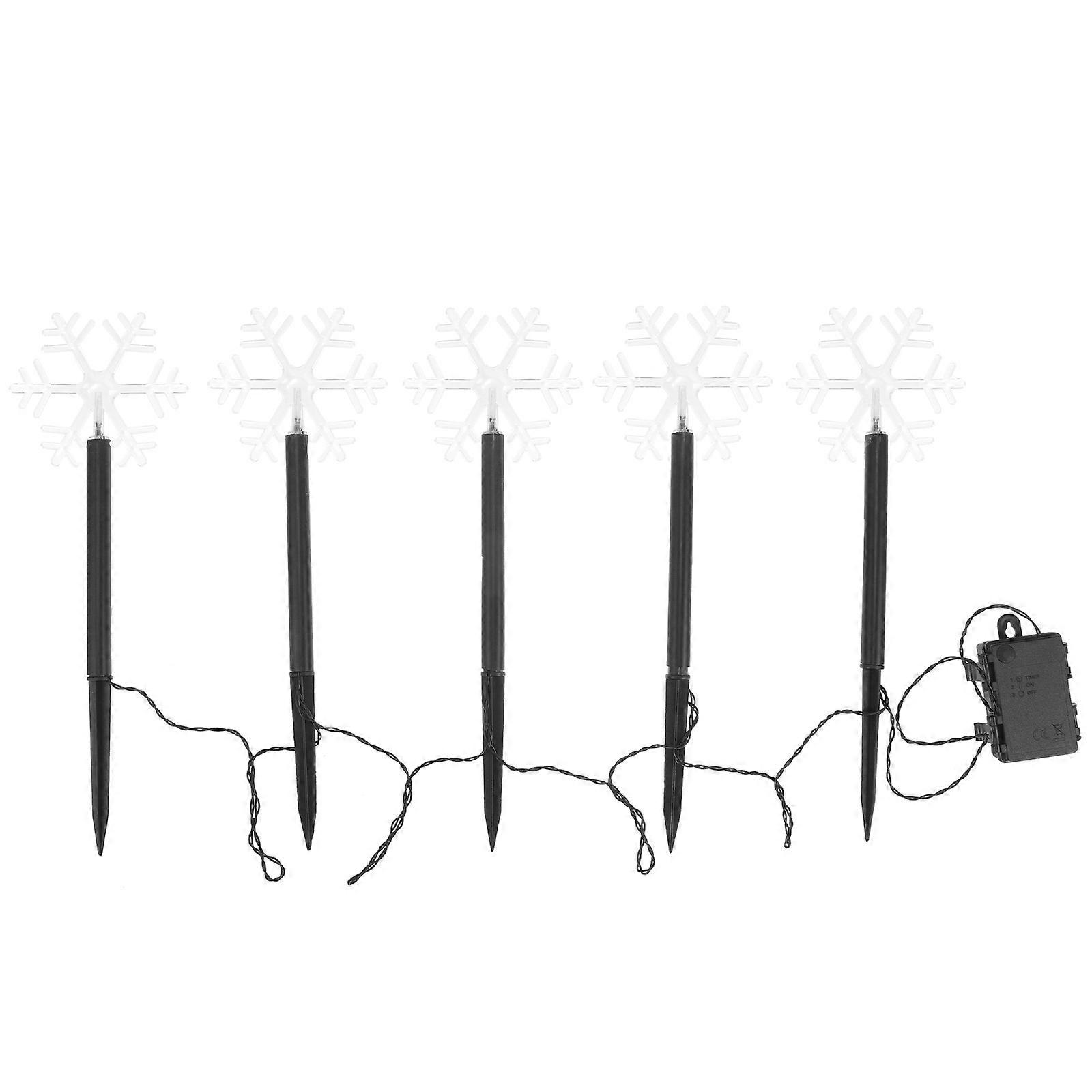 LED Lawn Lamp Black for Illumination 2Pcs Waterproof Snowflake Shape Garden Light