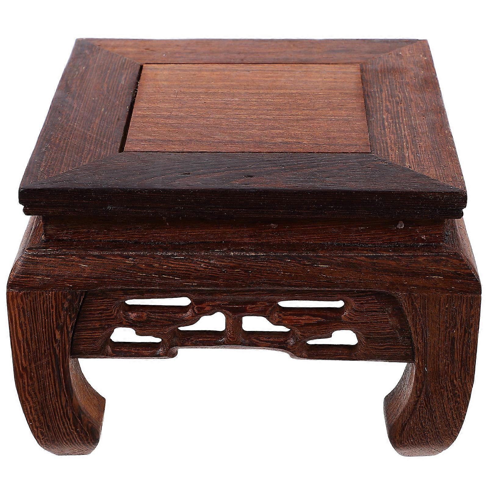 5Pcs Coffee Color Wooden Square Shelf Stand Ideal For Displaying Fish Bowls Vases And Crafts Indoor Decoration Simple Design