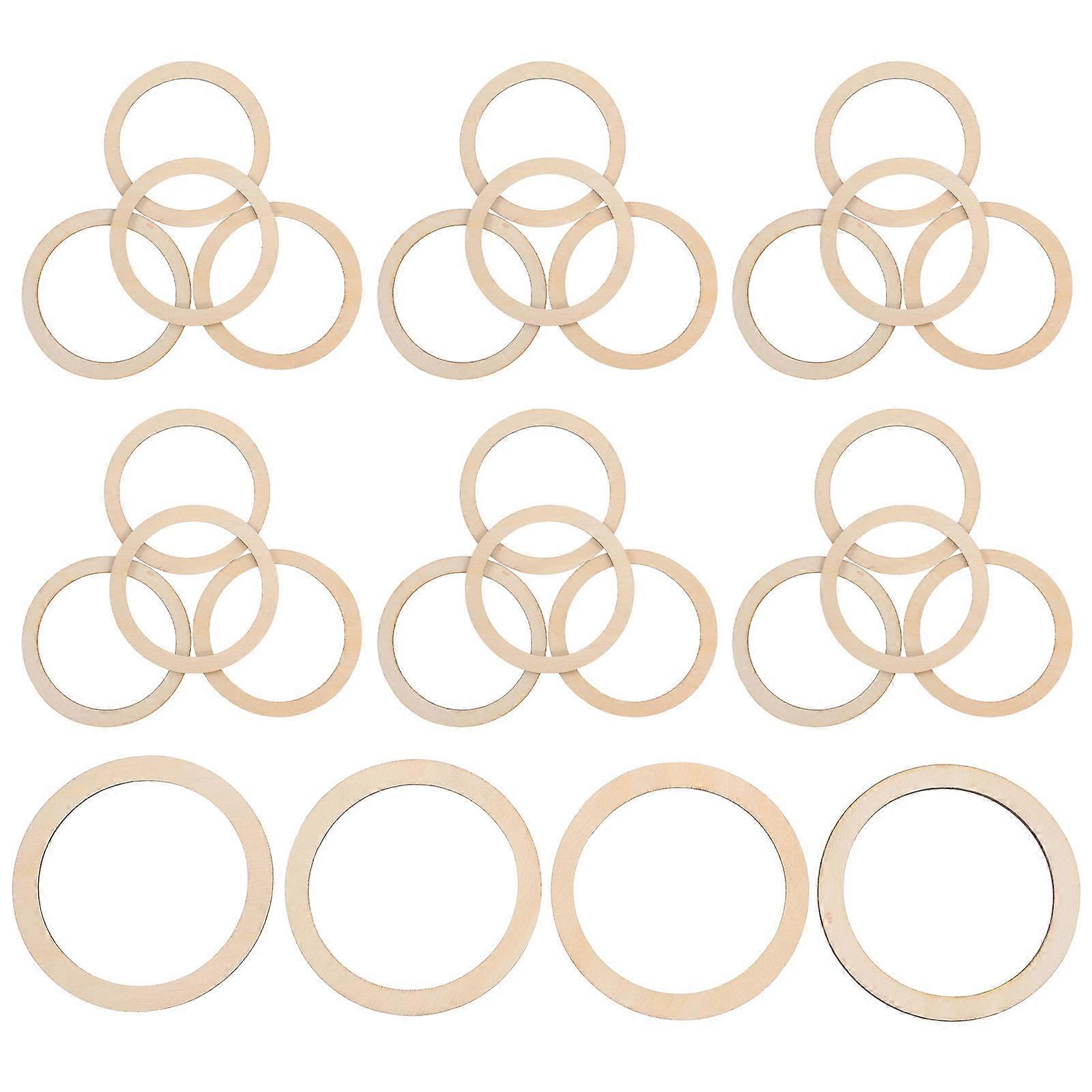 Wood Rings For Crafts 90 Pcs Unfinished Round Circles Ideal For DIY Embellishments In Khaki Color Perfect For Craft Projects