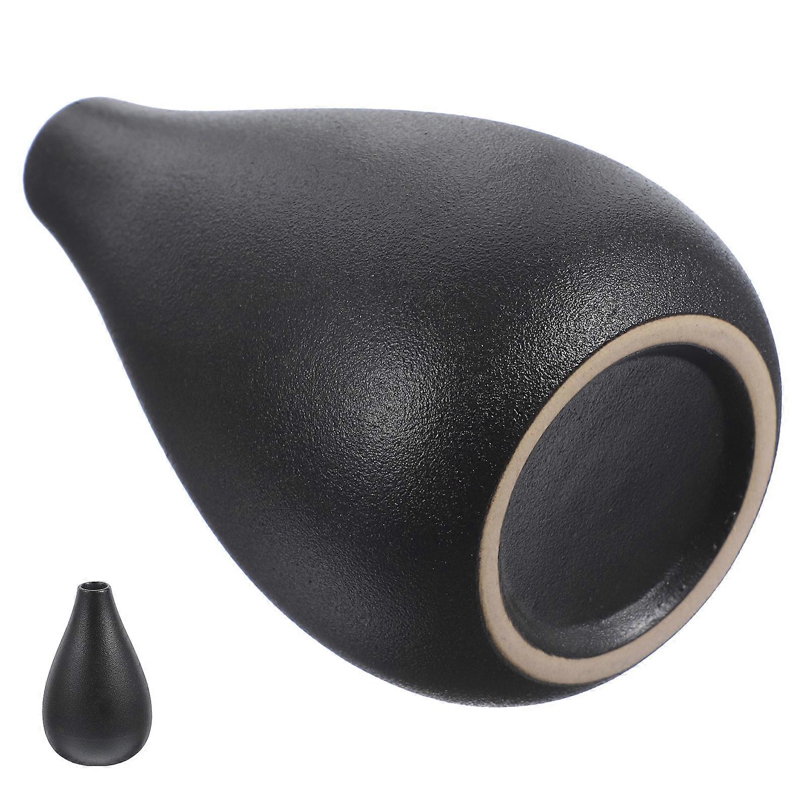 Black Ceramic Flower Vase for Storage 4Pcs Desktop Flower Bottle